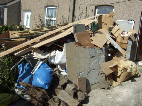 Professional waste collection service at a building site